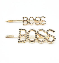 Load image into Gallery viewer, Straight &amp; Word Letter Hair Bobby Pin Clips W/ Rhinestones (Gold) (Silver)
