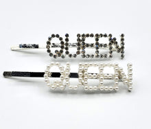 Load image into Gallery viewer, Straight &amp; Word Letter Hair Bobby Pin Clips W/ Rhinestones (Gold) (Silver)
